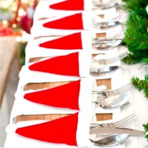Adorable Christmas Table Decor Santa Hats Qt 10